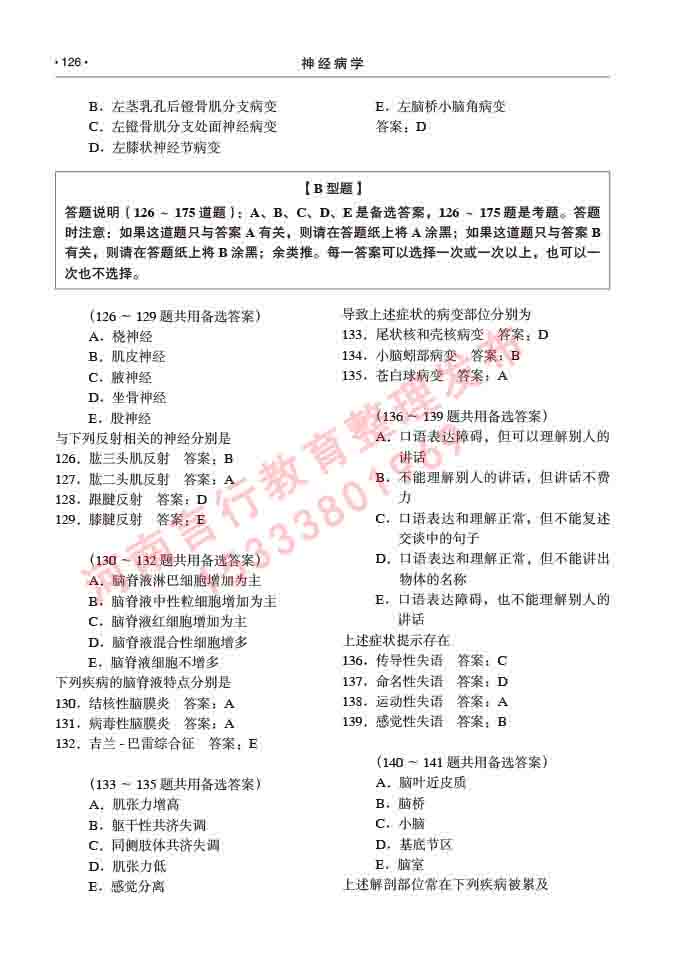 同等学力人员申请临床医学(神经病学)硕士研究生专业学位证学科综合水平考试大纲及复习真题试卷与答案-126.jpg