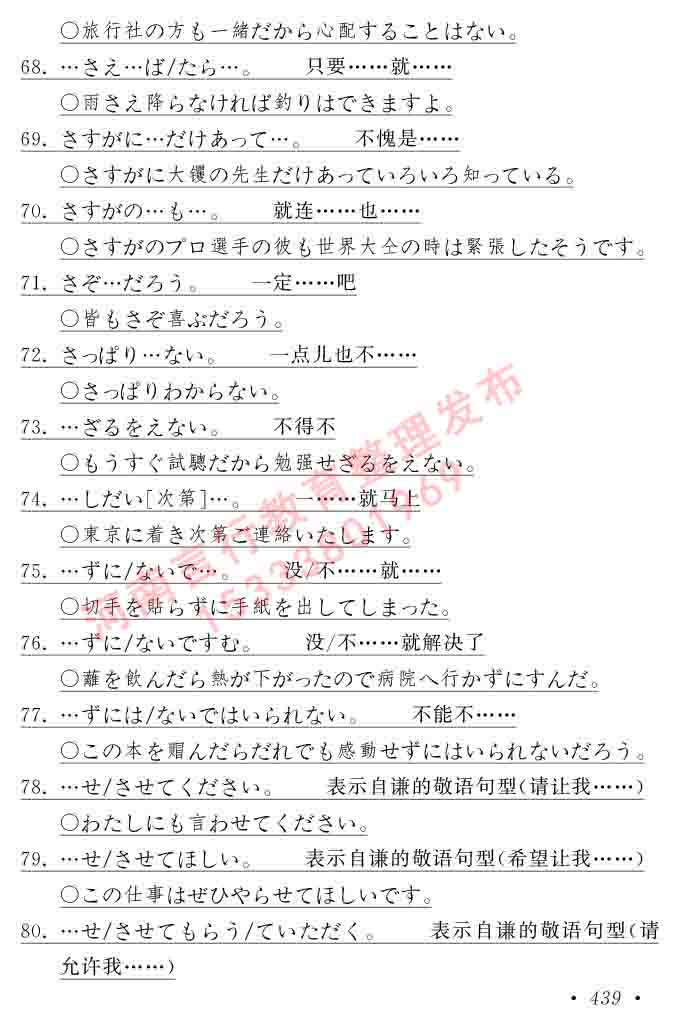 同等学力人员申请硕士在职研究生学位证日语水平全国统一考试复习大纲（第六版）及模拟真题试卷含标准答案-443.jpg
